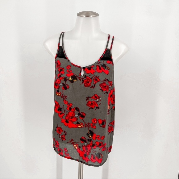 Kensie Gray/Red Floral Top - Picture 1 of 3